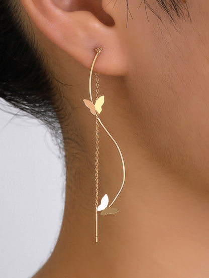 Elegant Wave Tassel Threader Earrings