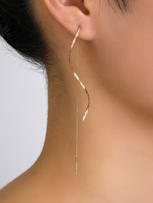 Elegant Wave Tassel Threader Earrings