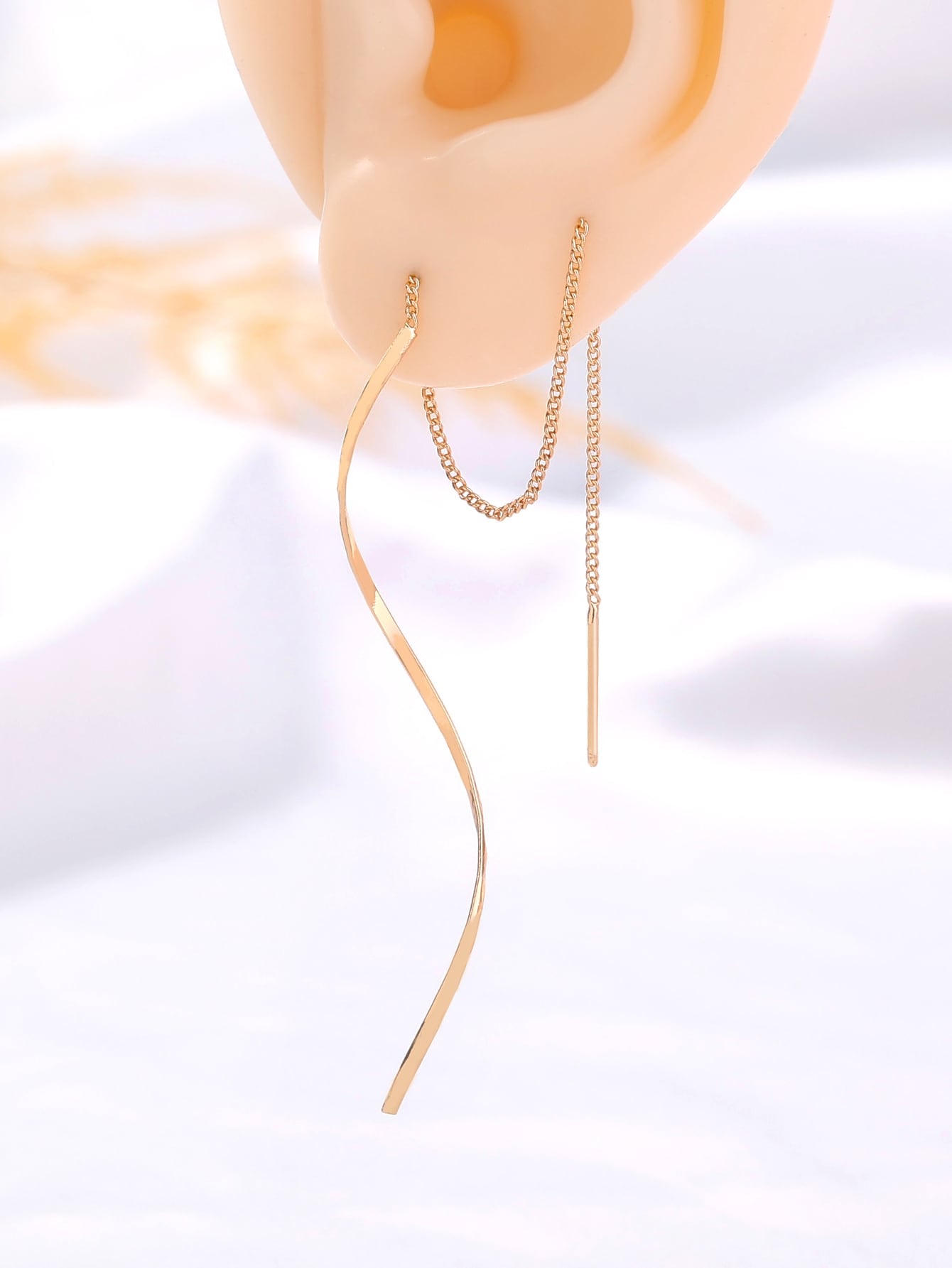 Elegant Wave Tassel Threader Earrings