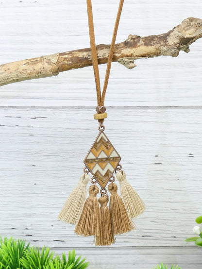 3pcs Flower & Tassel Charm Necklace