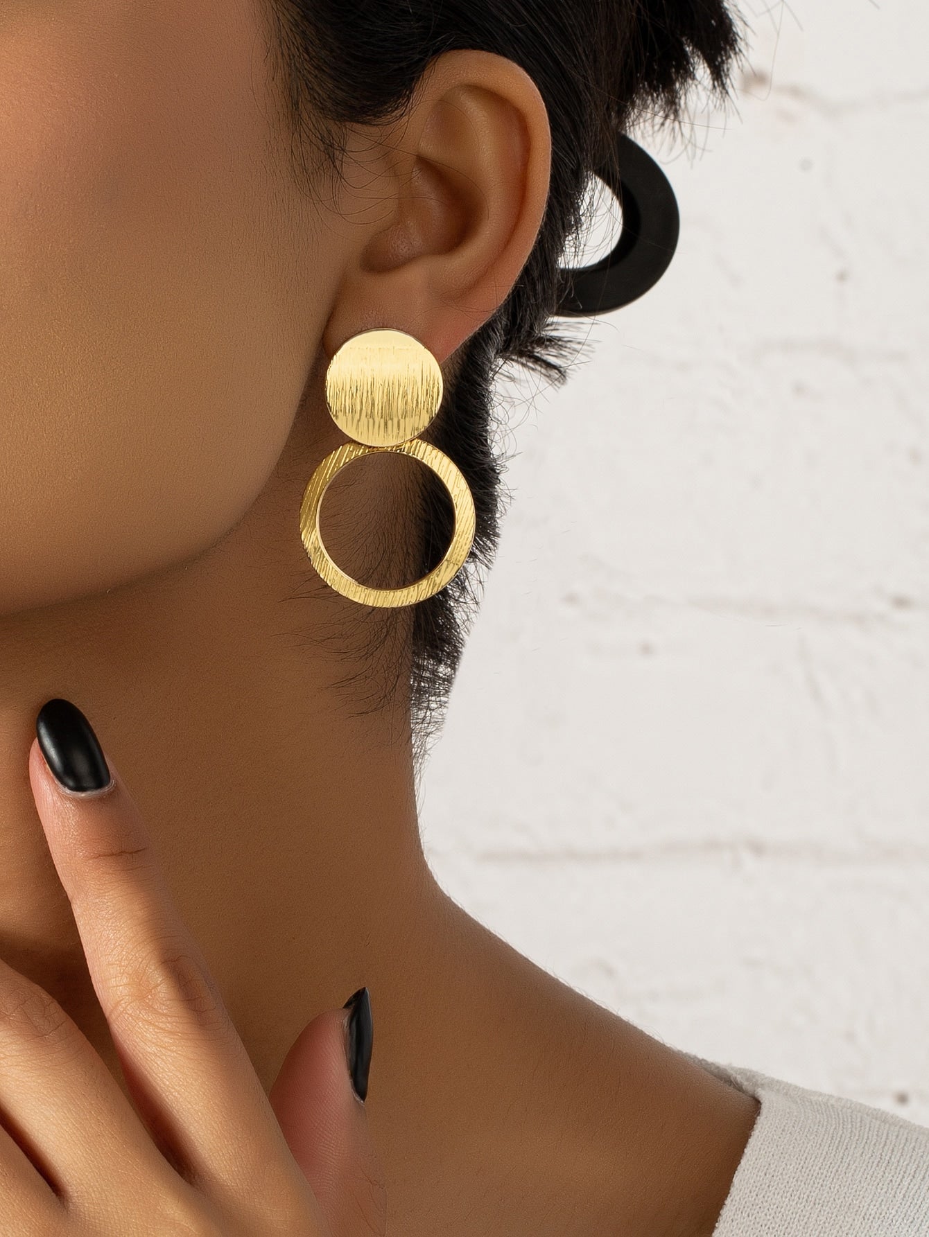 Textured Round Drop Earrings