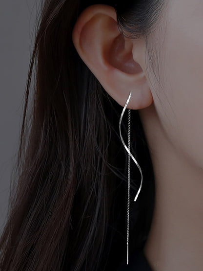 Elegant Wave Tassel Threader Earrings