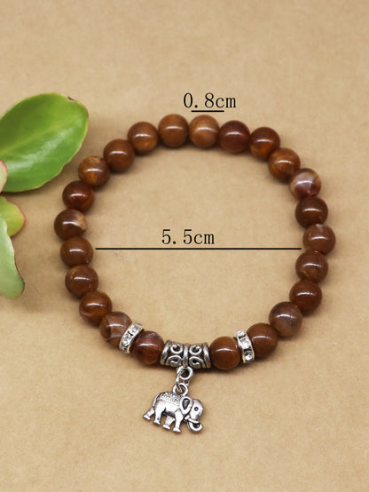 Elephant Charm Beaded Bracelet