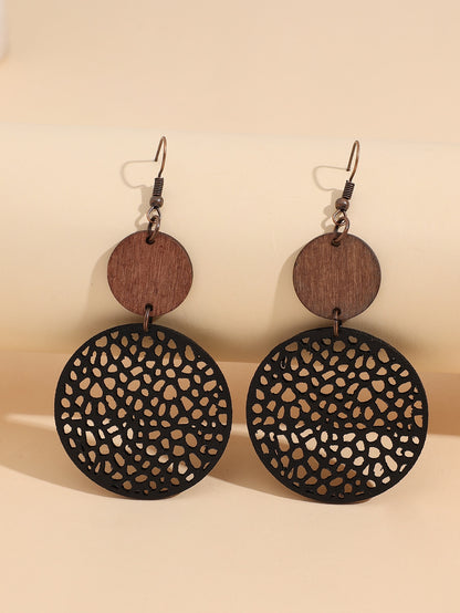 Hollow Out Round Decor Drop Earrings