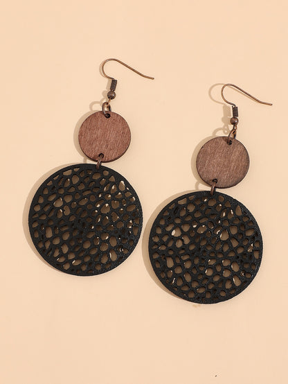 Hollow Out Round Decor Drop Earrings