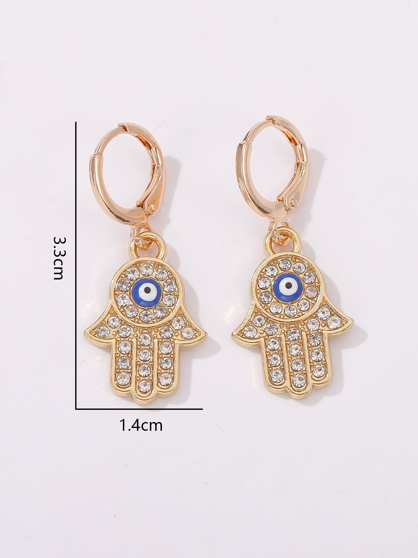 Evil Eye Decor Rhinestone Hamsa Hand Drop Earrings