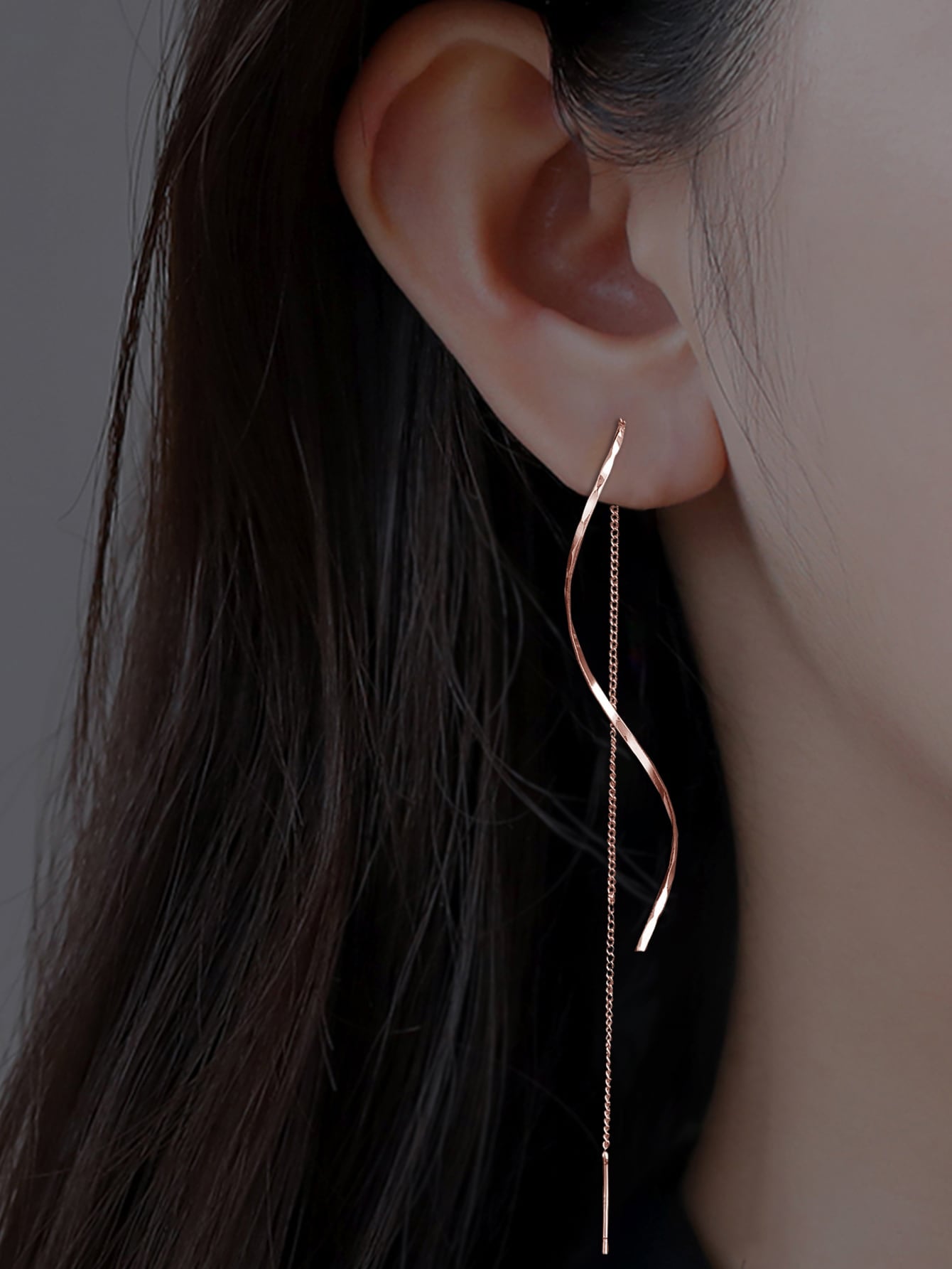 Elegant Wave Tassel Threader Earrings