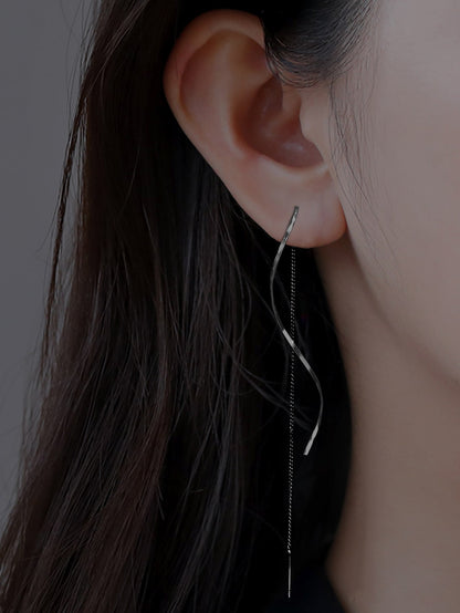 Elegant Wave Tassel Threader Earrings