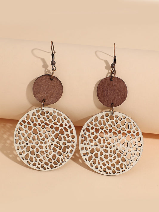 Hollow Out Round Decor Drop Earrings