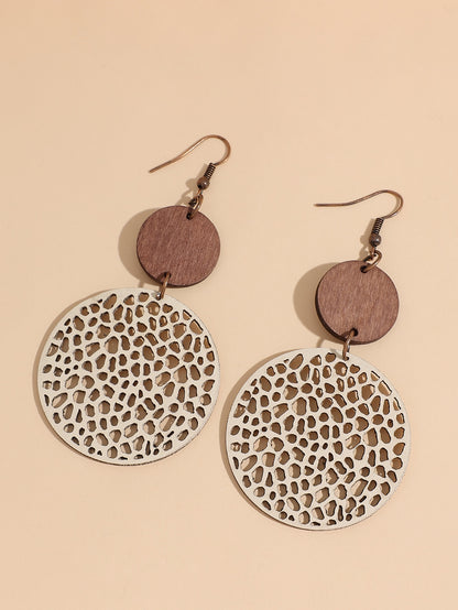 Hollow Out Round Decor Drop Earrings