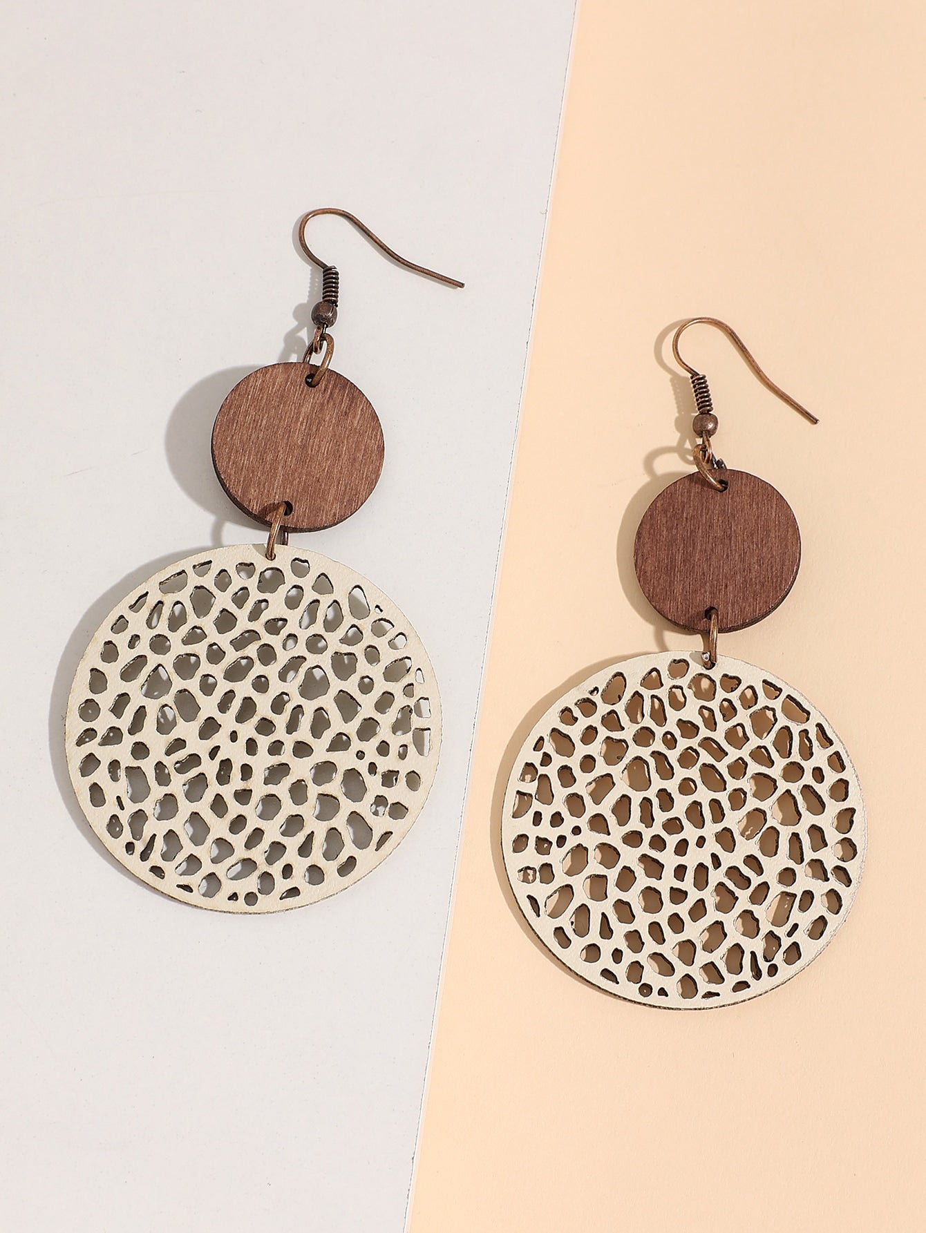 Hollow Out Round Decor Drop Earrings