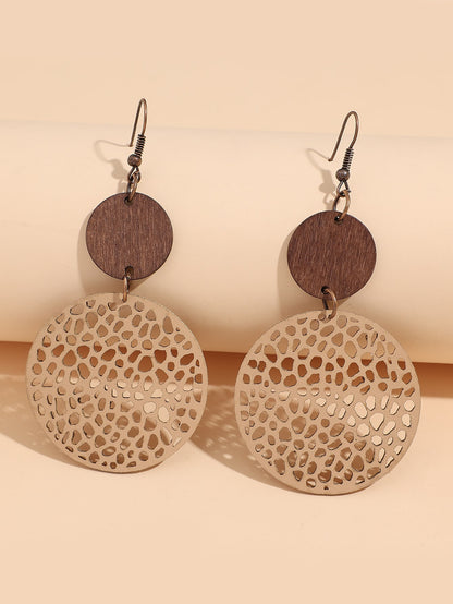 Hollow Out Round Decor Drop Earrings