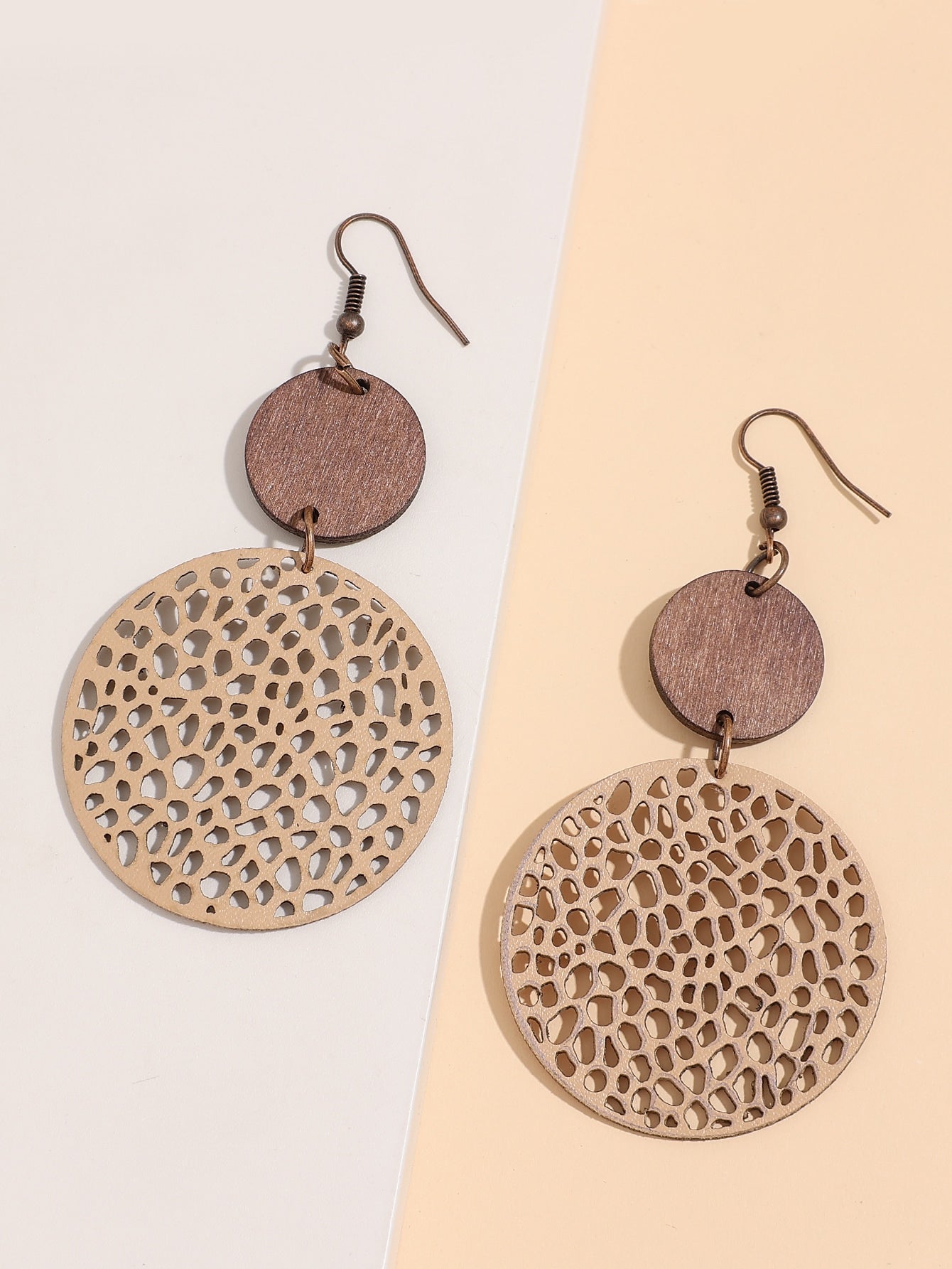 Hollow Out Round Decor Drop Earrings