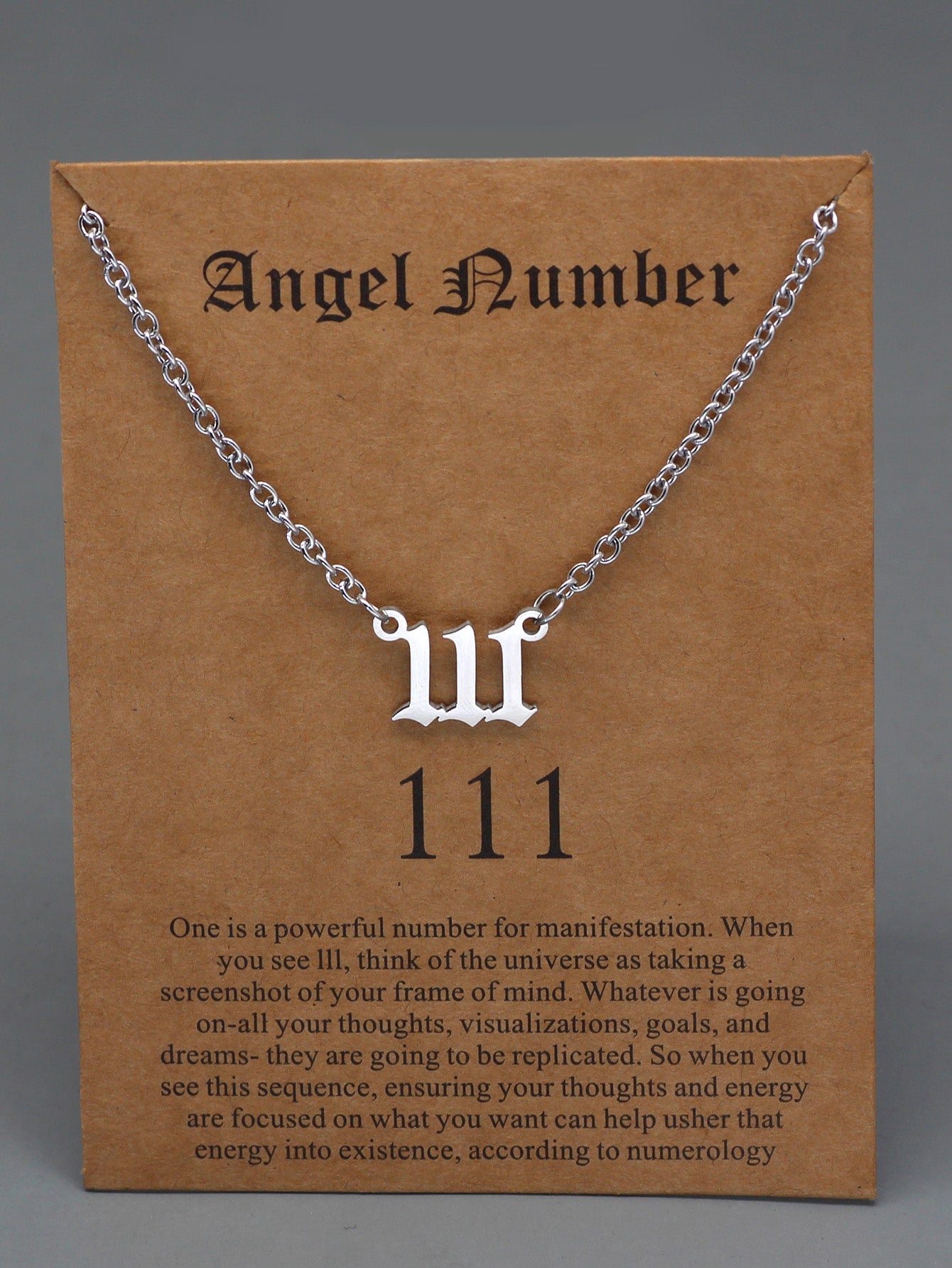 Stainless Steel Angel Number Pendant Necklace