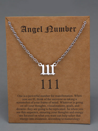 Stainless Steel Angel Number Pendant Necklace