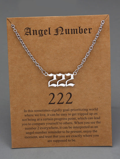 Stainless Steel Angel Number Pendant Necklace