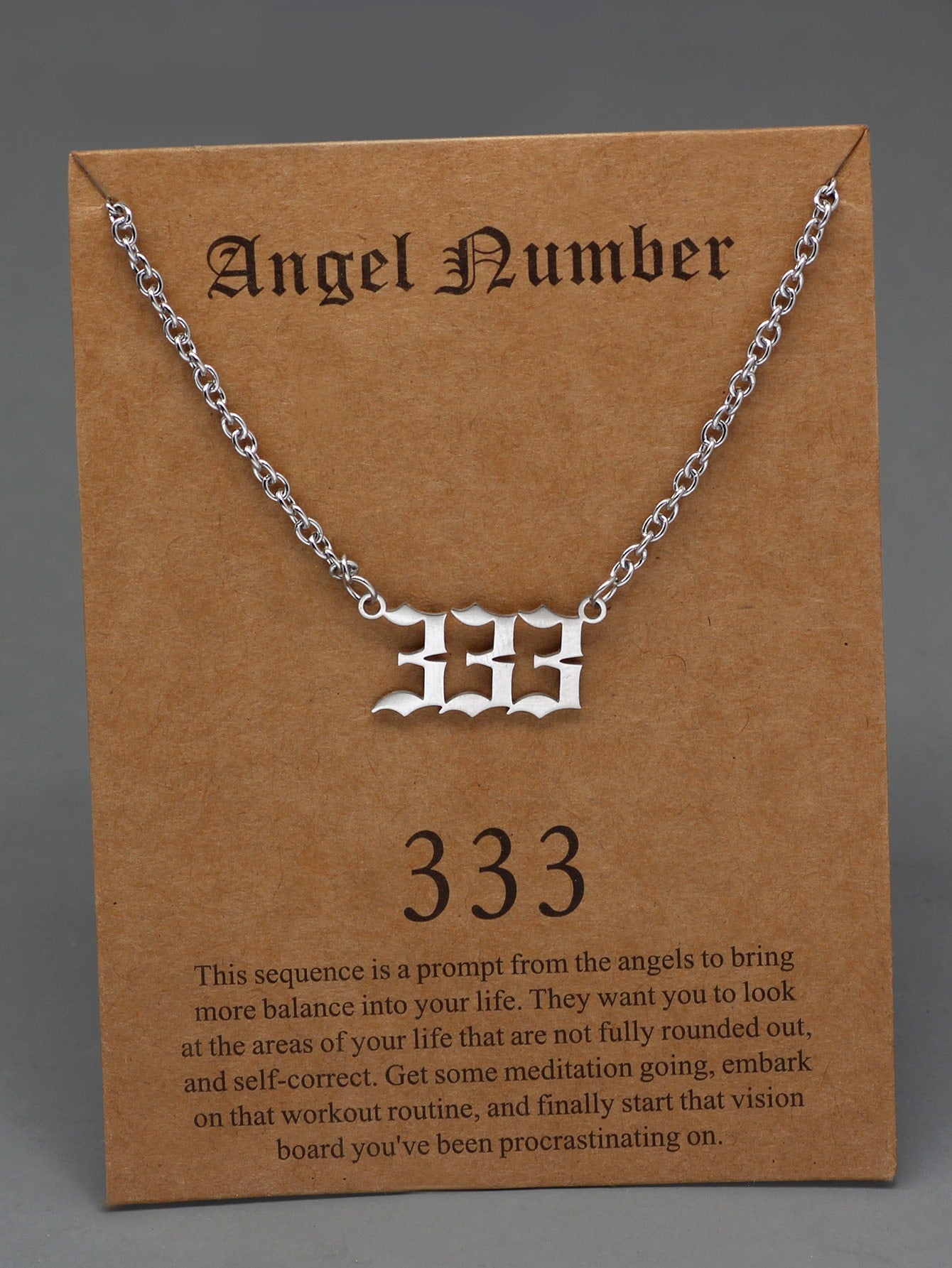 Stainless Steel Angel Number Pendant Necklace