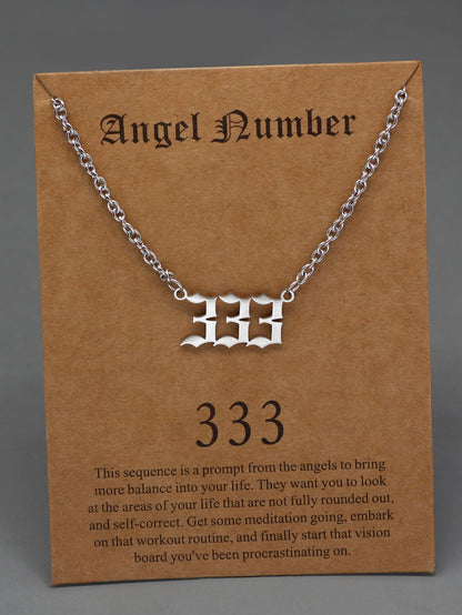 Stainless Steel Angel Number Pendant Necklace