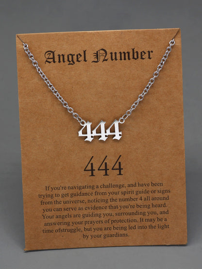 Stainless Steel Angel Number Pendant Necklace