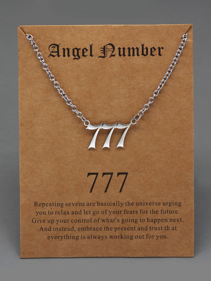 Stainless Steel Angel Number Pendant Necklace