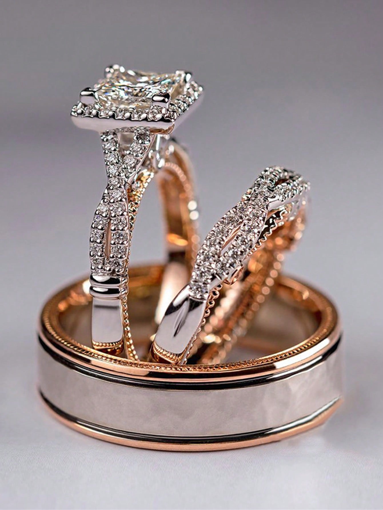 3pcs Luxury Sparkling Ring Set