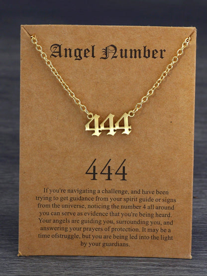 Stainless Steel Angel Number Pendant Necklace