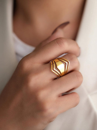 Stainless Steel Geometric Rhombus Antique Ring