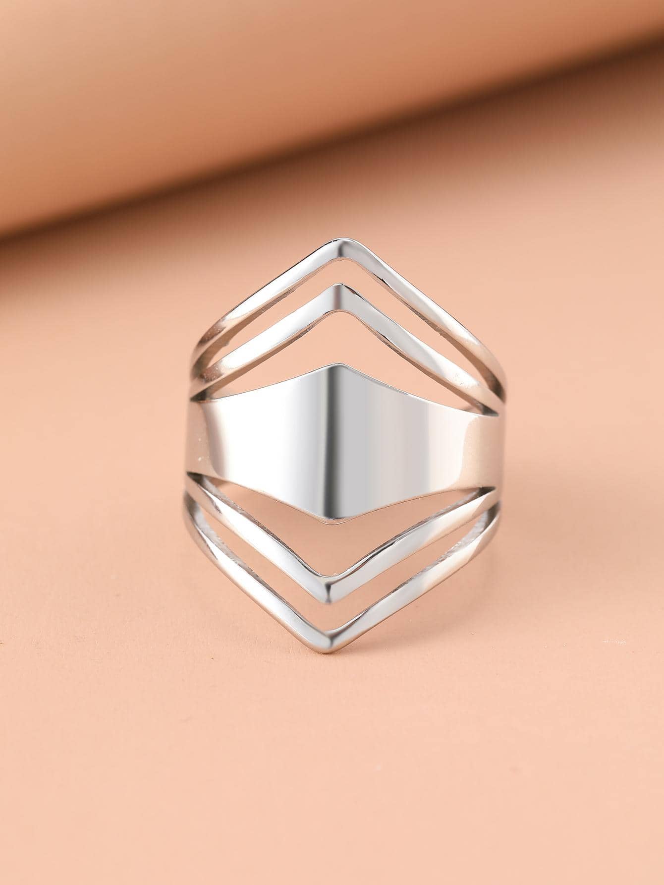 Stainless Steel Geometric Rhombus Antique Ring