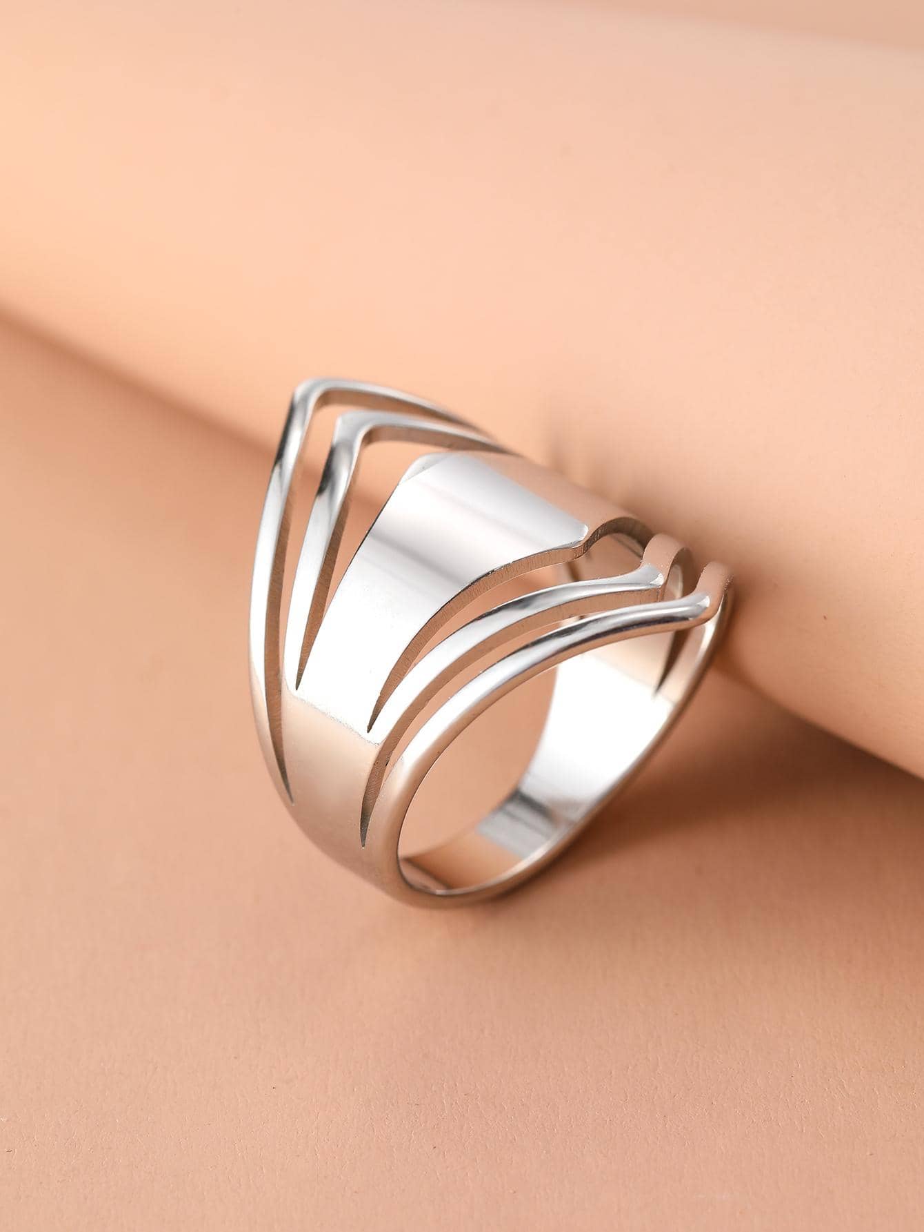 Stainless Steel Geometric Rhombus Antique Ring