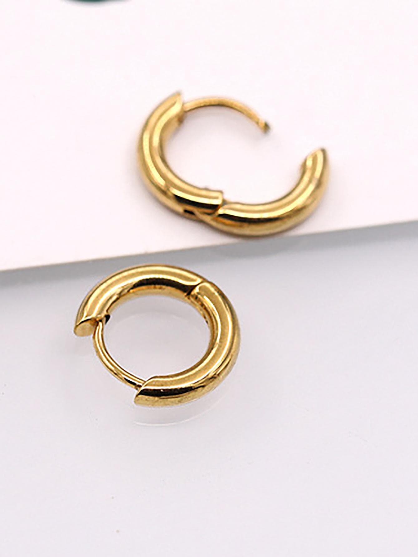 1 Set Of Stainless Steel Hoop Earrings With Multiple Pieces