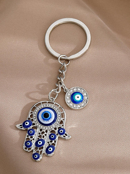 Evil Eye Detail Hamsa Hand Charm Fashionable Keychain