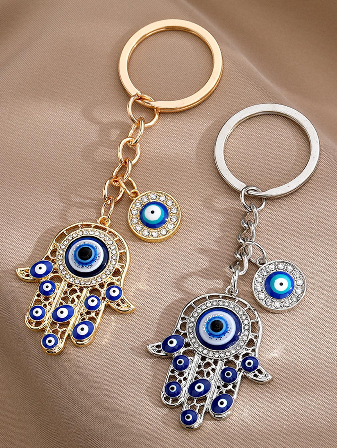 Evil Eye Detail Hamsa Hand Charm Fashionable Keychain