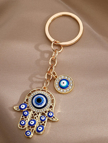 Evil Eye Detail Hamsa Hand Charm Fashionable Keychain