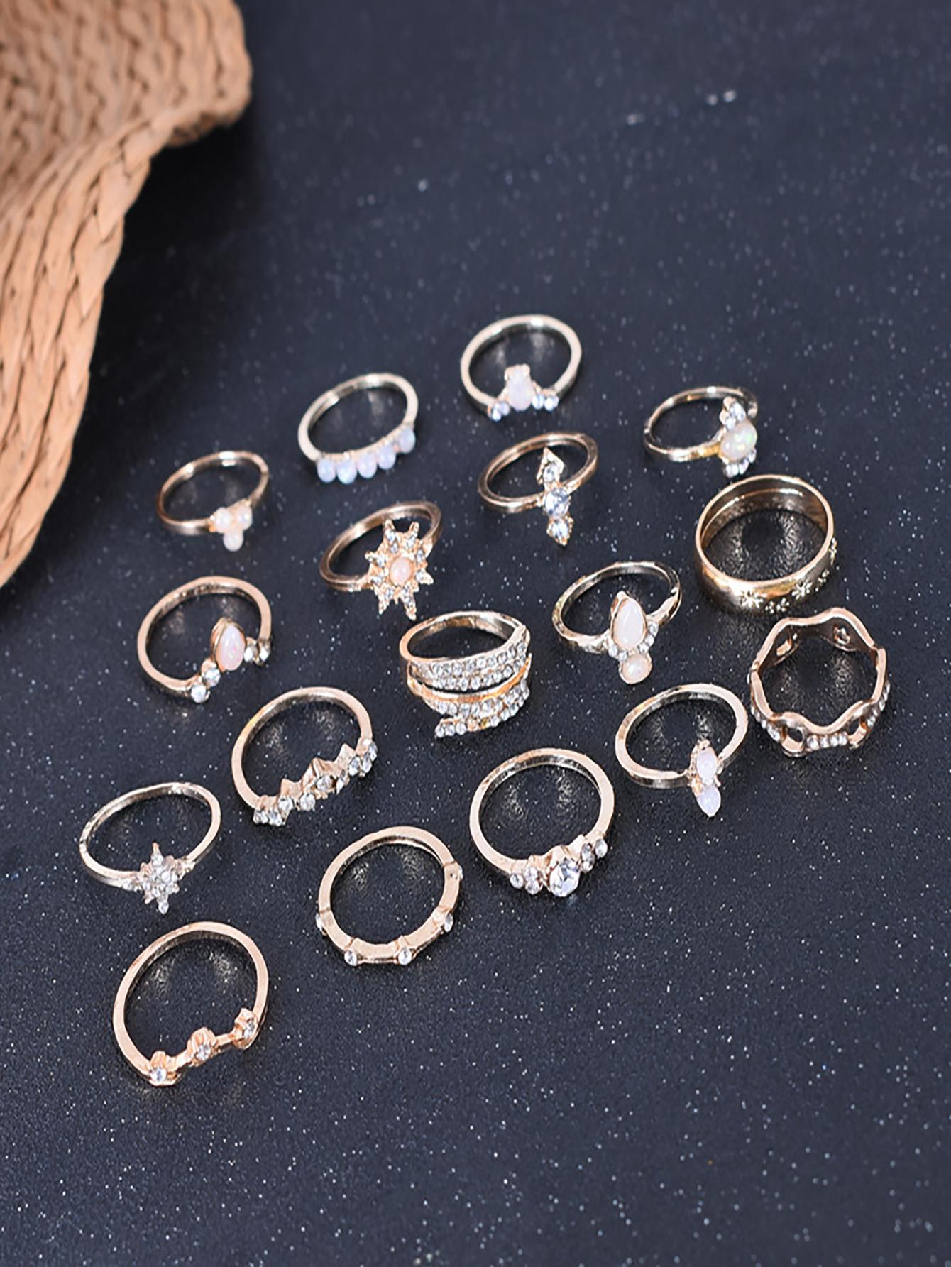 17pcs/set Bohemian Style Snake Casual Party Ring Set