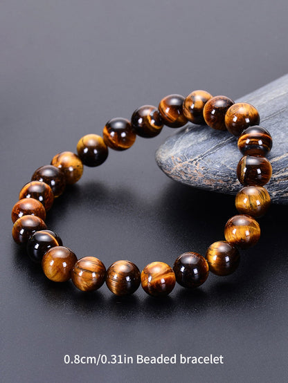 Natural Tiger Eye Beaded Bracelet