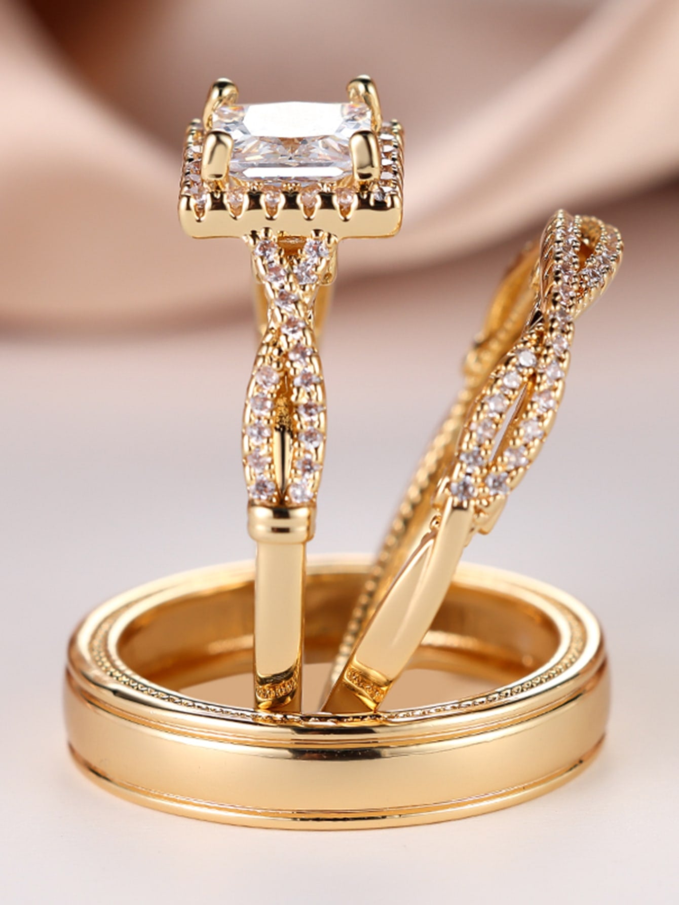 3pcs Luxury Sparkling Ring Set