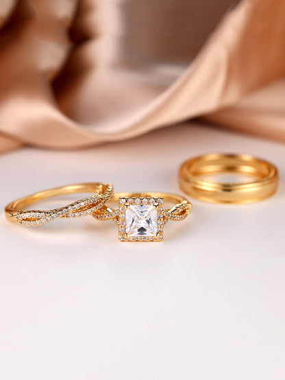 3pcs Luxury Sparkling Ring Set