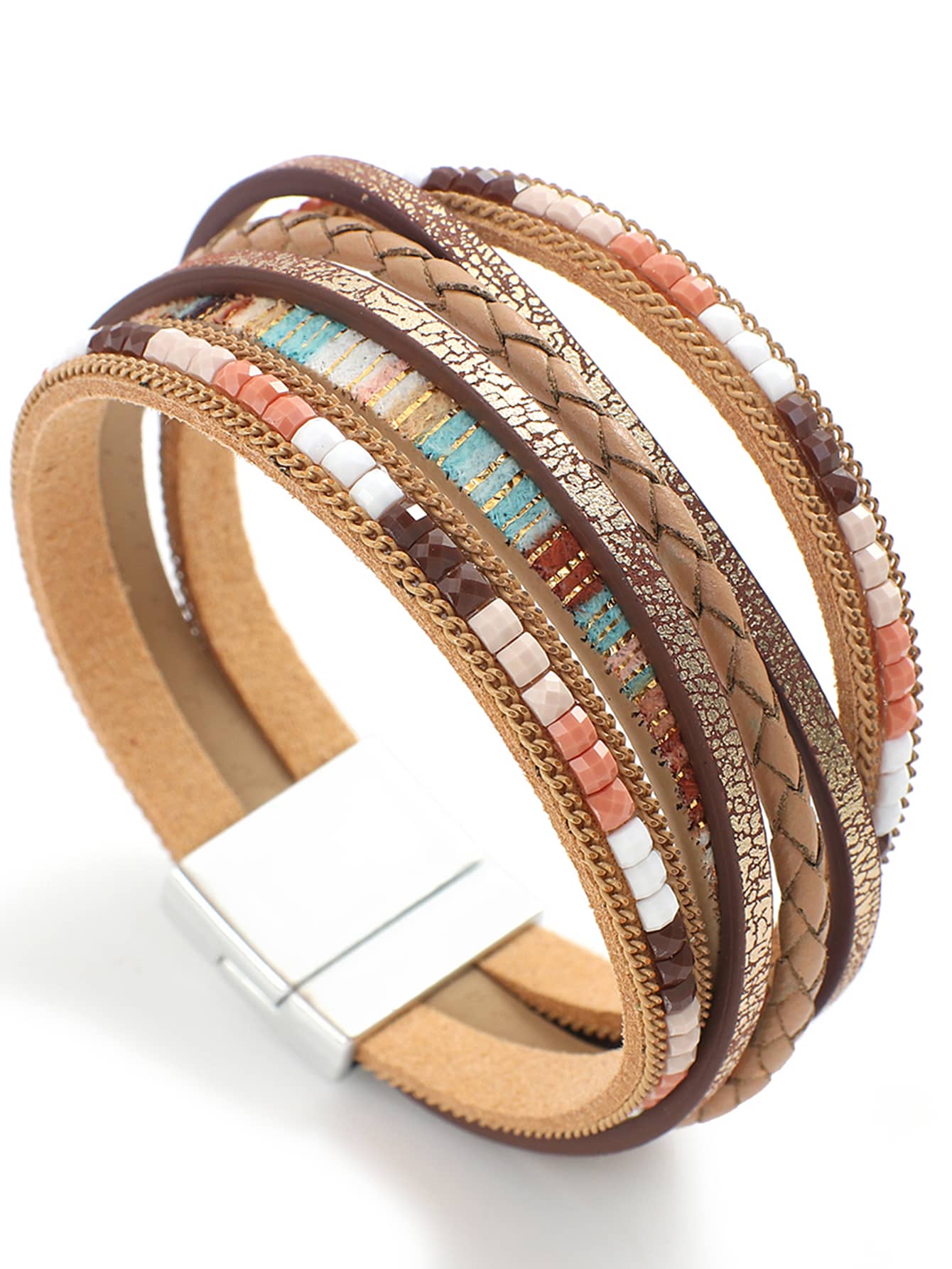 Beaded Bohemian Bliss: Handcrafted Multi-Layer Leather Bracelet