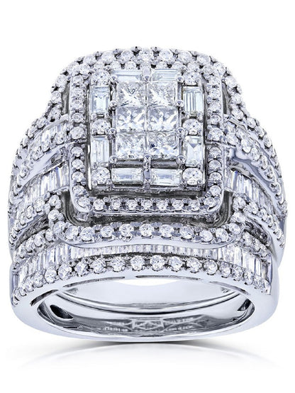 Exquisite Fashion: Two-Piece Luxury Exaggerated Women's Cubic Zirconia Pair Ring Set