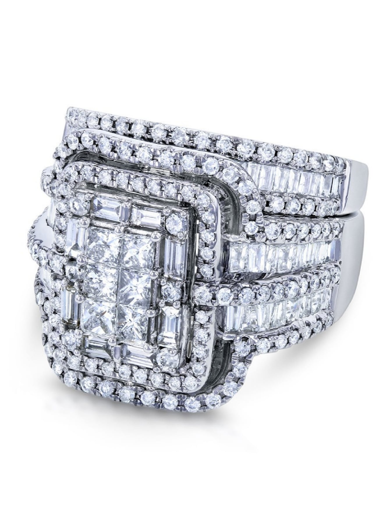 Exquisite Fashion: Two-Piece Luxury Exaggerated Women's Cubic Zirconia Pair Ring Set