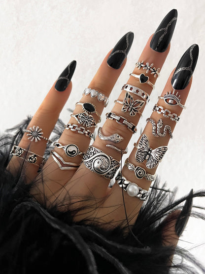 21pcs Vintage Bohemian Style Rings