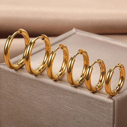 1 Set Of Stainless Steel Hoop Earrings With Multiple Pieces