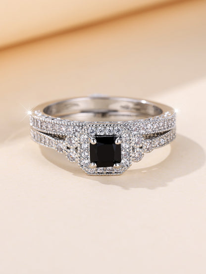 Black Shiny Cubic Zirconia Ring Set