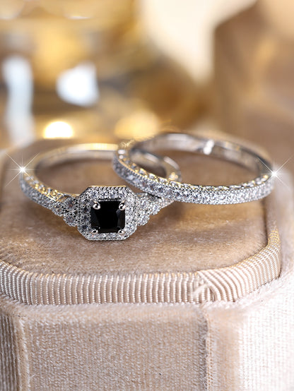 Black Shiny Cubic Zirconia Ring Set