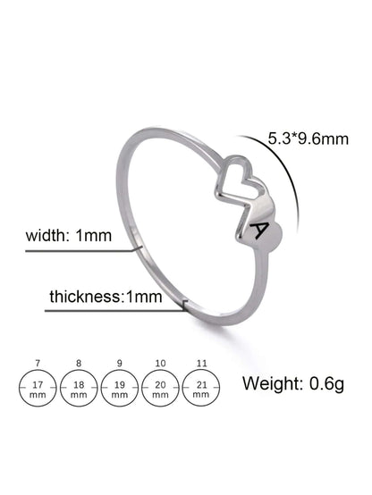 Fashionable Double Heart & Letter Ring