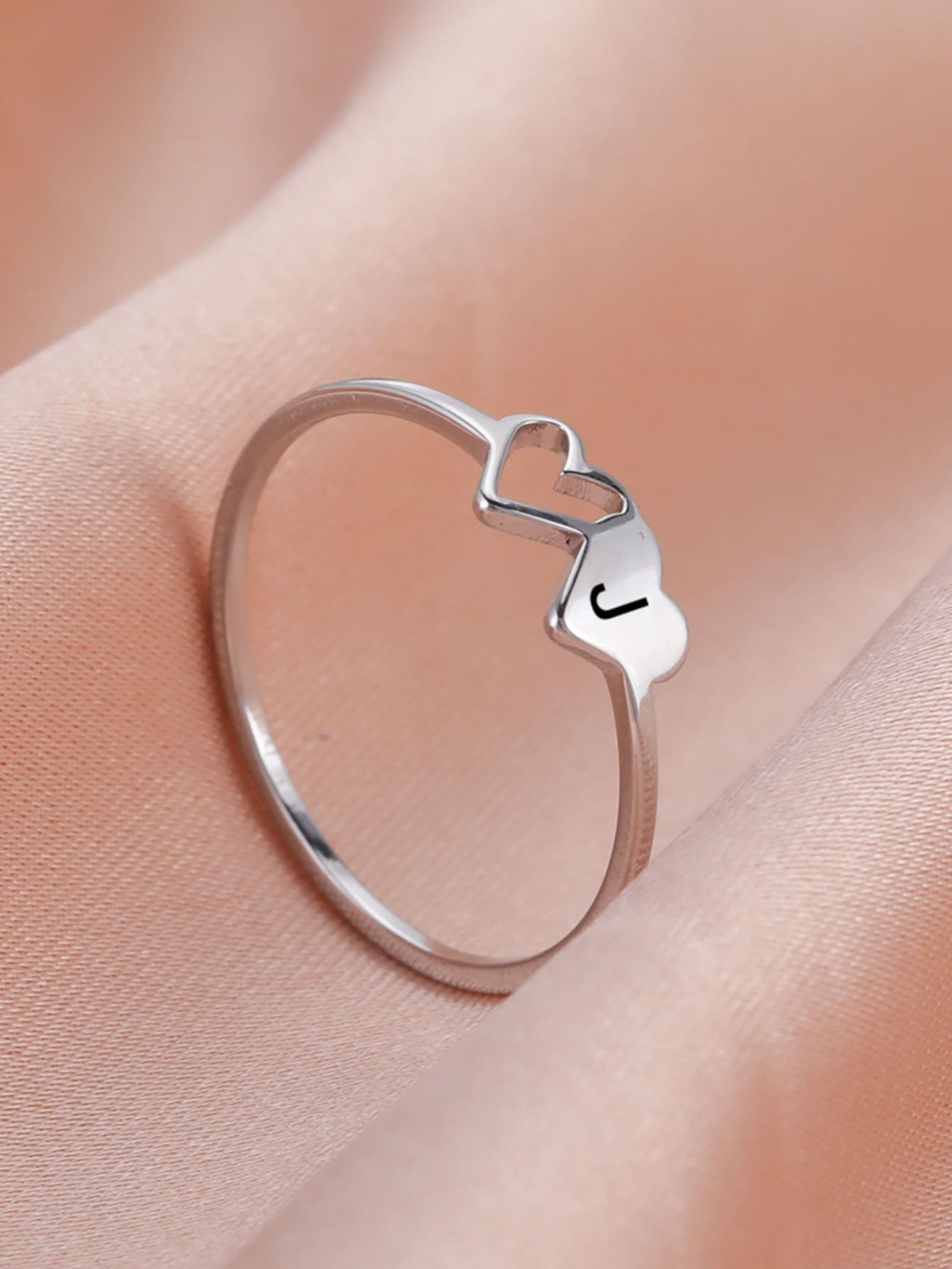 Fashionable Double Heart & Letter Ring