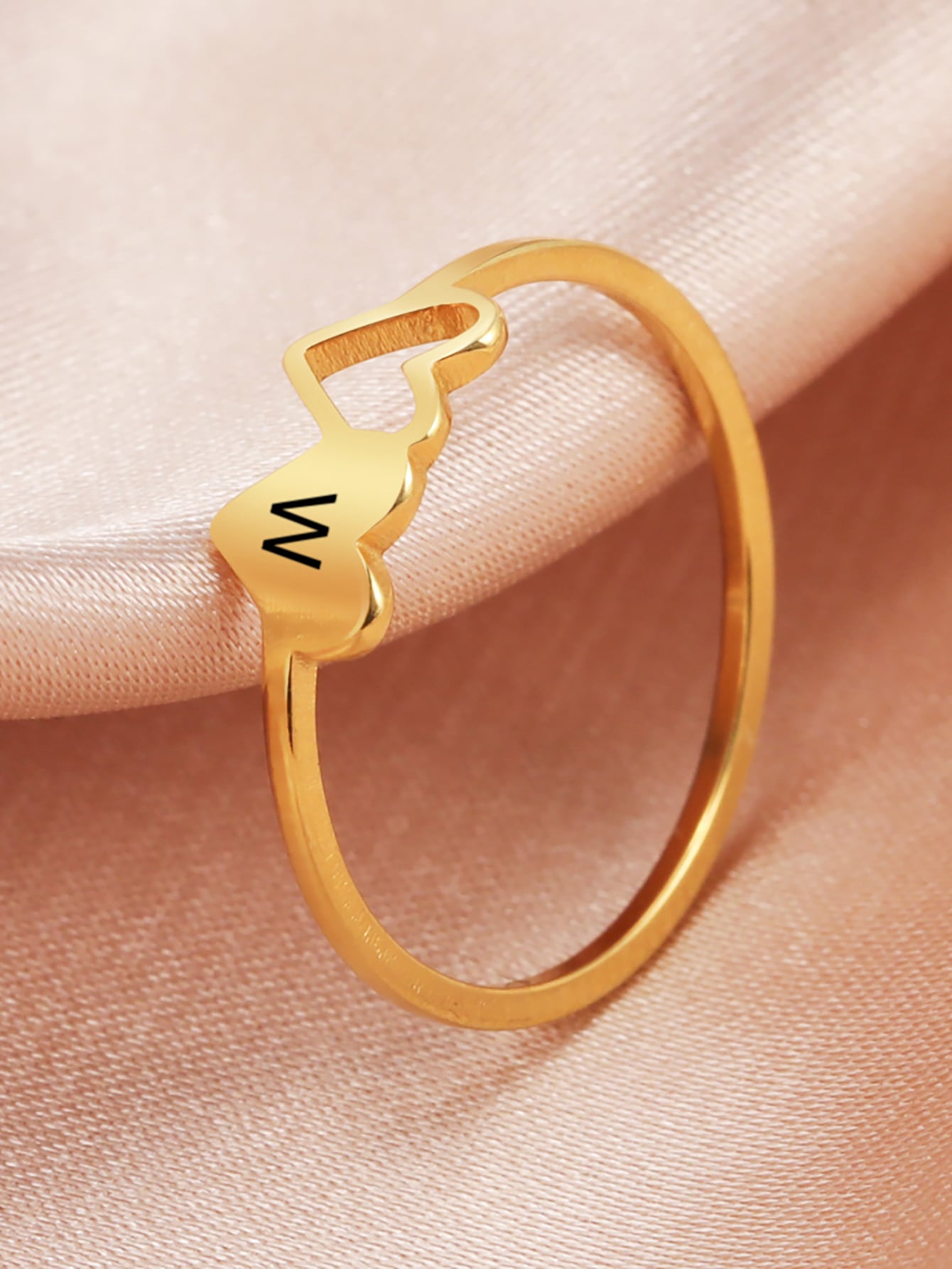 Fashionable Double Heart & Letter Ring