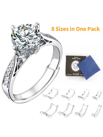 8pcs Ring Size Adjuster Set with Polishing Cloth