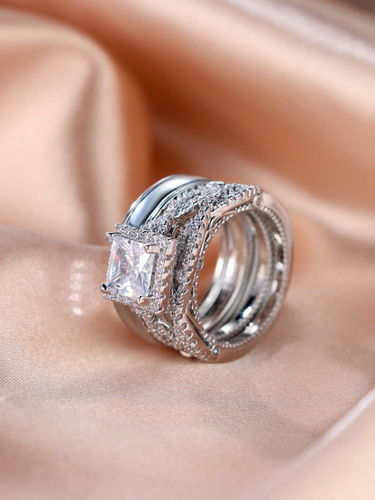 3pcs Luxury Sparkling Ring Set