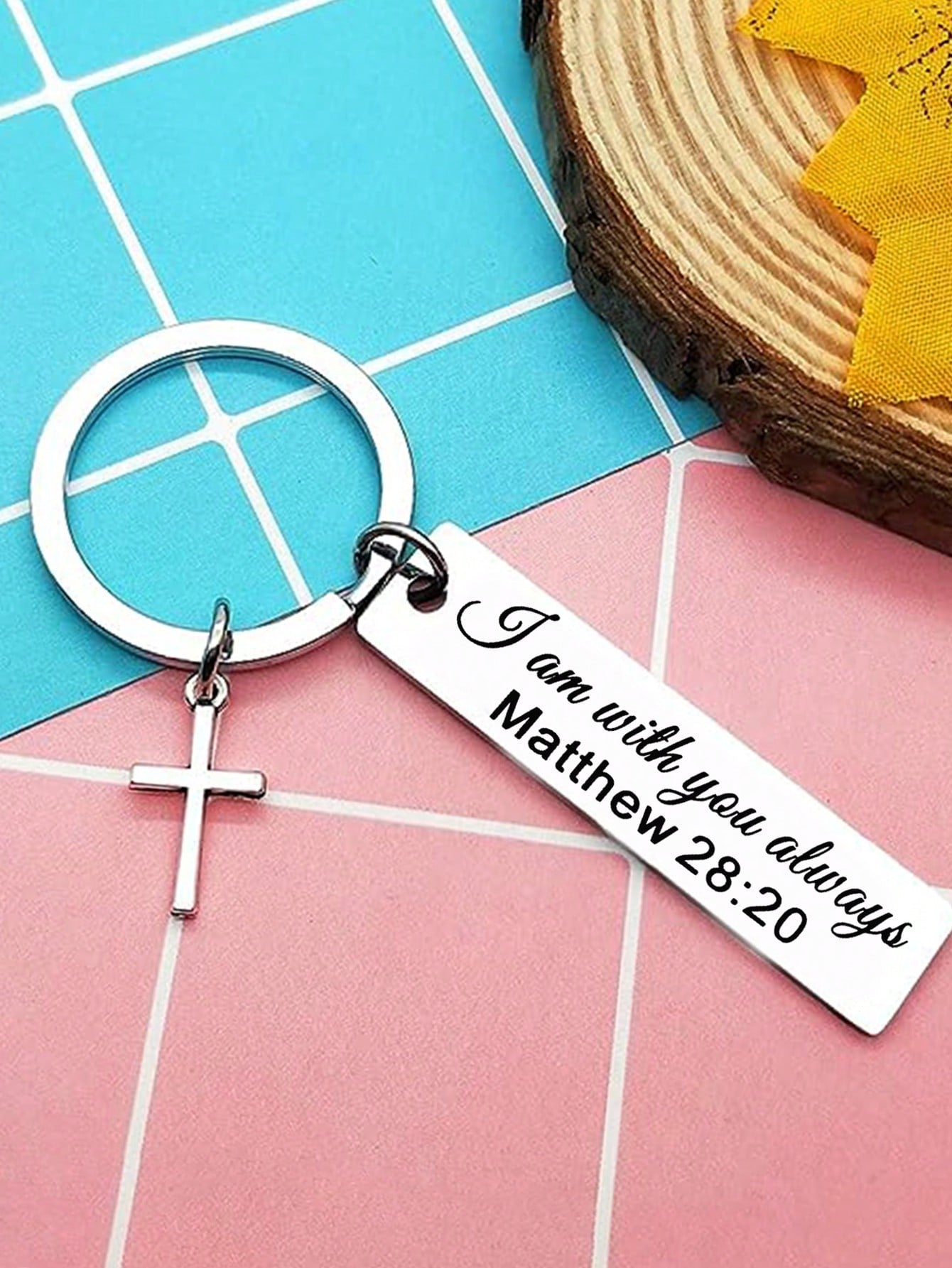 Bible Verse Cross Keychain Key Ring